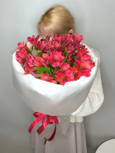 Букет из 7 красных альстромерий Букет из 7 красных альстромерий